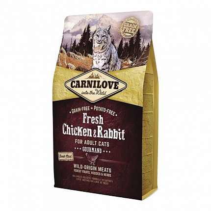  Carnilove Fresh Chicken & Rabbit Gourmand Сухий корм з куркою і кроликом купити KITIPES.COM.UA