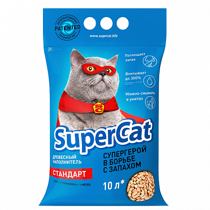 Supercat (Суперкот) 3 кг Стандарт Деревний наповнювач для котячого туалету купити KITIPES.COM.UA
