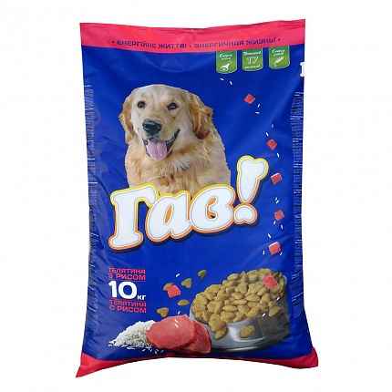 Гав! Сухий корм для собак телятина з рисом купити KITIPES.COM.UA