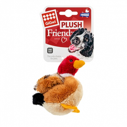 Іграшка для собак Качка з пищалкою GiGwi Plush, плюш 11 см купити KITIPES.COM.UA