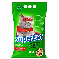 Supercat 3кг Древесный наполнитель для кошачьего туалета с ароматизатором