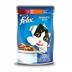 Felix (Фелікс) Fantastic Duo Консерви для котів Шматочки в желе з індичкою і печінкою