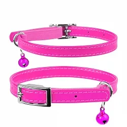 Ошейник для кошек кожаный WAUDOG Glamour с QR паспортом, без украшений