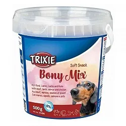 Trixie (Тріксі) Ласощі для собак з яловичиною, ягням, лососем і куркою (відро) | Soft Snack Bony Mix