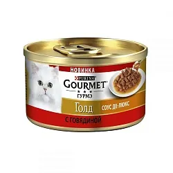 Gourmet Gold Соус Де-Люкс Консерви для кішок з яловичиною