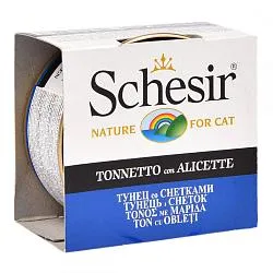 Schesir Cat Консерви для котів з тунцем і снетками