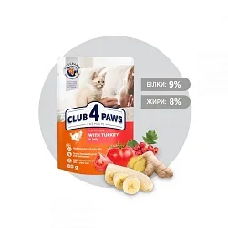 Клуб 4 Лапи Premium (пауч) Консерви для кошенят з індичкою в желе
