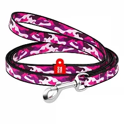 Поводок для собак нейлоновый WAUDOG Nylon, рисунок "Розовый камо"