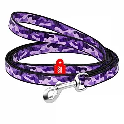 Повідець для собак нейлоновий WAUDOG Nylon, малюнок "Фіолетовий камо"