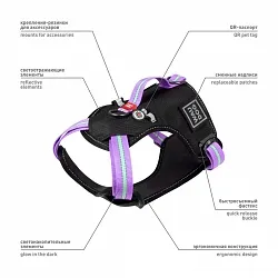 Шлея для собак безпечна WAUDOG Nylon з QR паспортом, металічна пряжка-фастекс