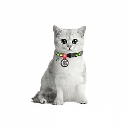 Ошейник для кошек нейлоновый WAUDOG Nylon, "Авокадо", пластиковый фастекс