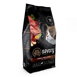 Savory Sensitive Корм для кошек с чувствительным пищеварением ягненок и индейка