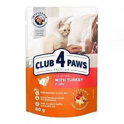 Клуб 4 Лапи Premium (пауч) Консерви для кошенят з індичкою в желе