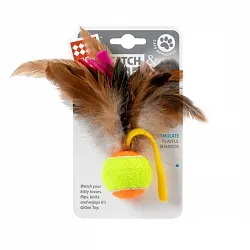 Іграшка для котів М'ячик з пір'ям GiGwi Catch&scratch тенісна гума, 6 см