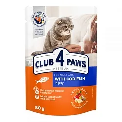 Клуб 4 Лапи Premium (пауч) Консерви для кішок з тріскою в желе