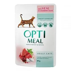 Optimeal Консервы для кошек с телятиной в клюквенном соусе