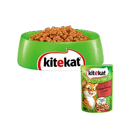 Kitekat Natural Vitality Консервы для кошек с говядиной в соусе