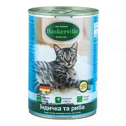 Консервы Baskerville для кошек с индейкой и рыбой