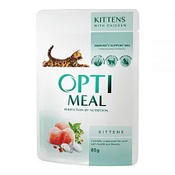 Optimeal (Оптіміл) Консерви для кошенят з куркою,  пауч 