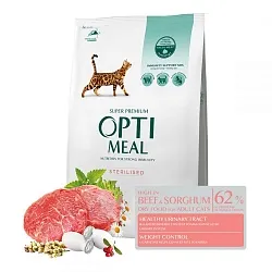 Optimeal (Оптіміл) Cat Adult Sterilised Beef & Sorghum Сухий корм для стерилізованих кішок з яловичиною та сорго