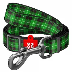 Повідець регульований нейлоновий для собак WAUDOG Nylon "Шотландка зелена"