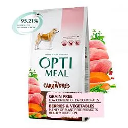Optimeal for Carnivores Grain Free Беззерновой сухой корм для собак индейка и овощи