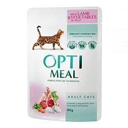 Optimeal Консервы для кошек с ягненком и овощами в желе