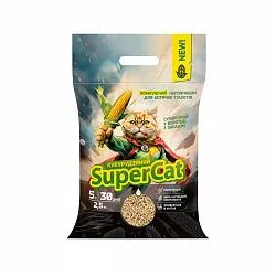 Кукурузный наполнитель SuperCat комкующийся для кошачьих туалетов, 2,5 кг