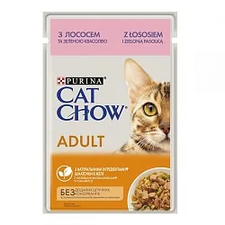 Cat Chow Adult Консервы для взрослых кошек с лососем и зеленой фасолью в желе