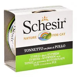 Schesir Cat Консерви для котів з тунцем і куркою