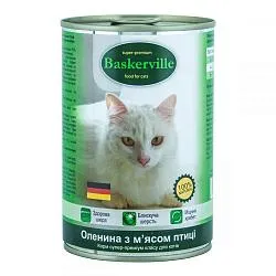Консервы Baskerville для кошек с олениной и мясом птицы